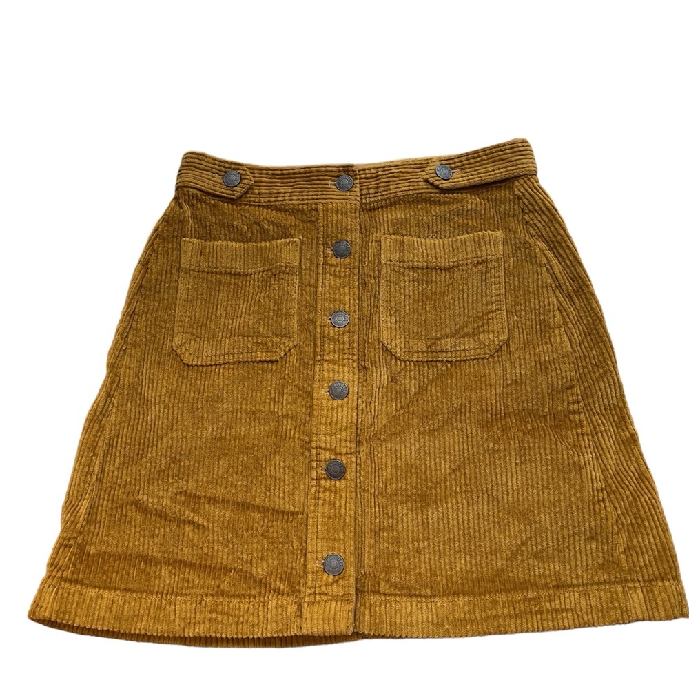 Madewell Corduroy A-Line Mini Skirt Patch Pocket Mustard Brown Size 0